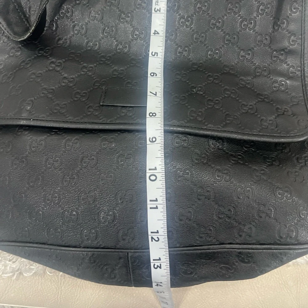 Gucci Guccissima Black Leather Messenger Bag